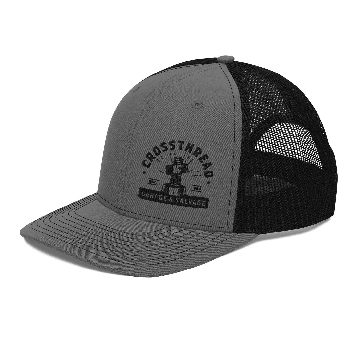 Richardson112 - Black Crossthread Logo Trucker Cap